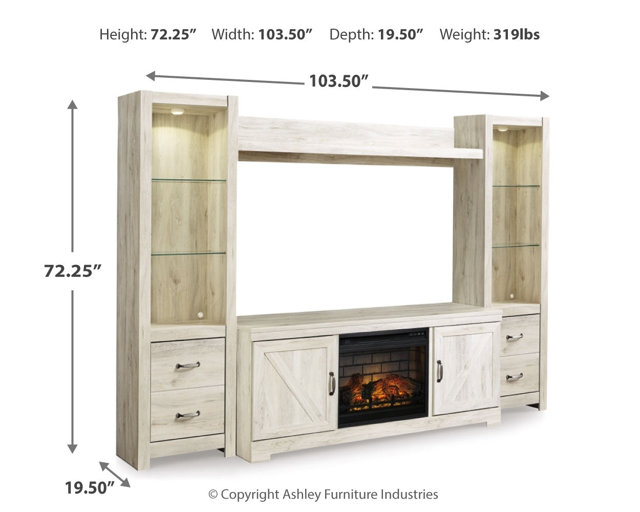 Bellaby 4-Piece Entertainment Center with Electric Fireplace