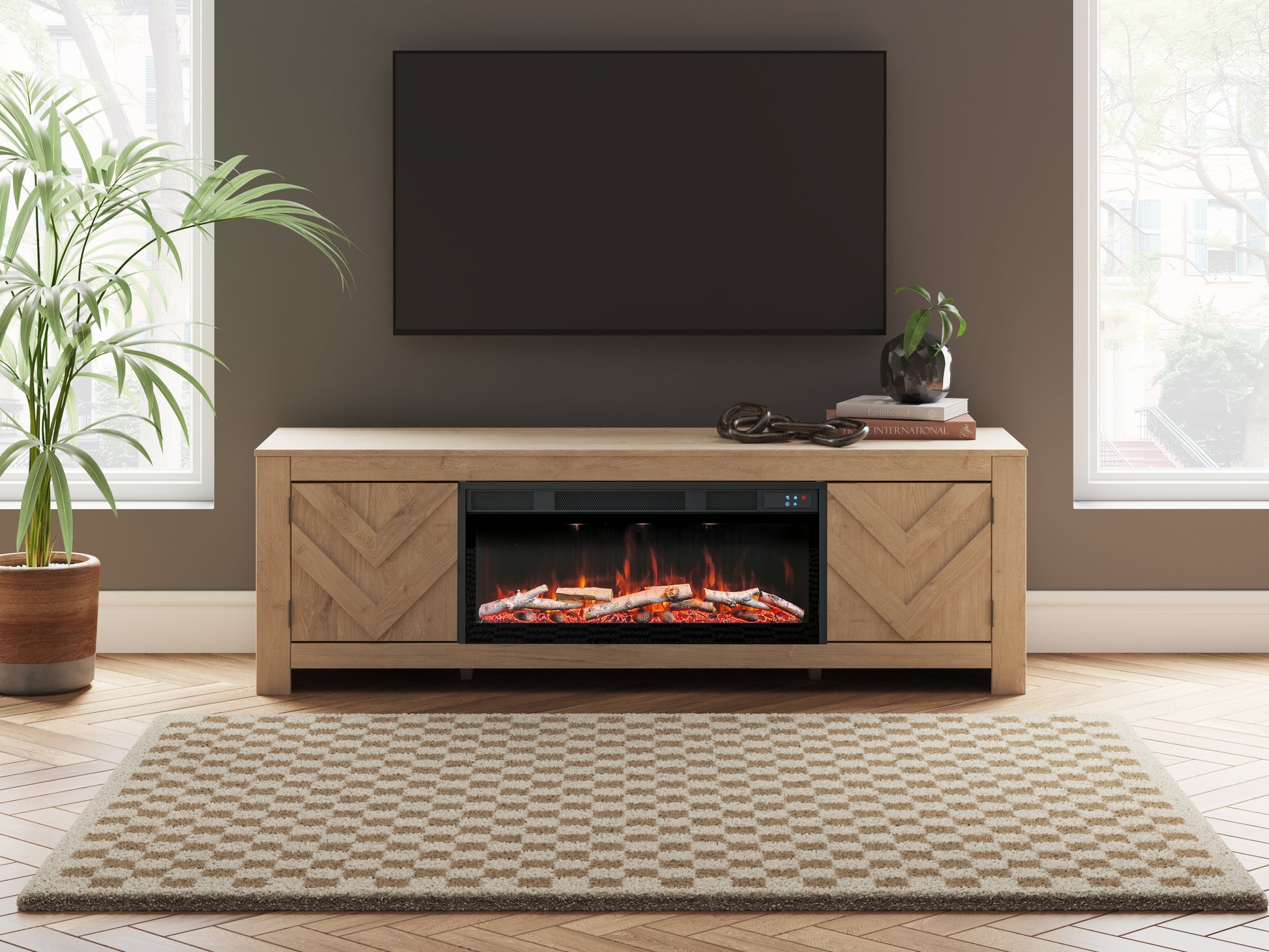 Lakeland Furniture Outlet - Ashley Furniture - Cayboni 71" TV Stand with Electric Fireplace - 71" TV Stand with Electric Fireplace - W3787W1