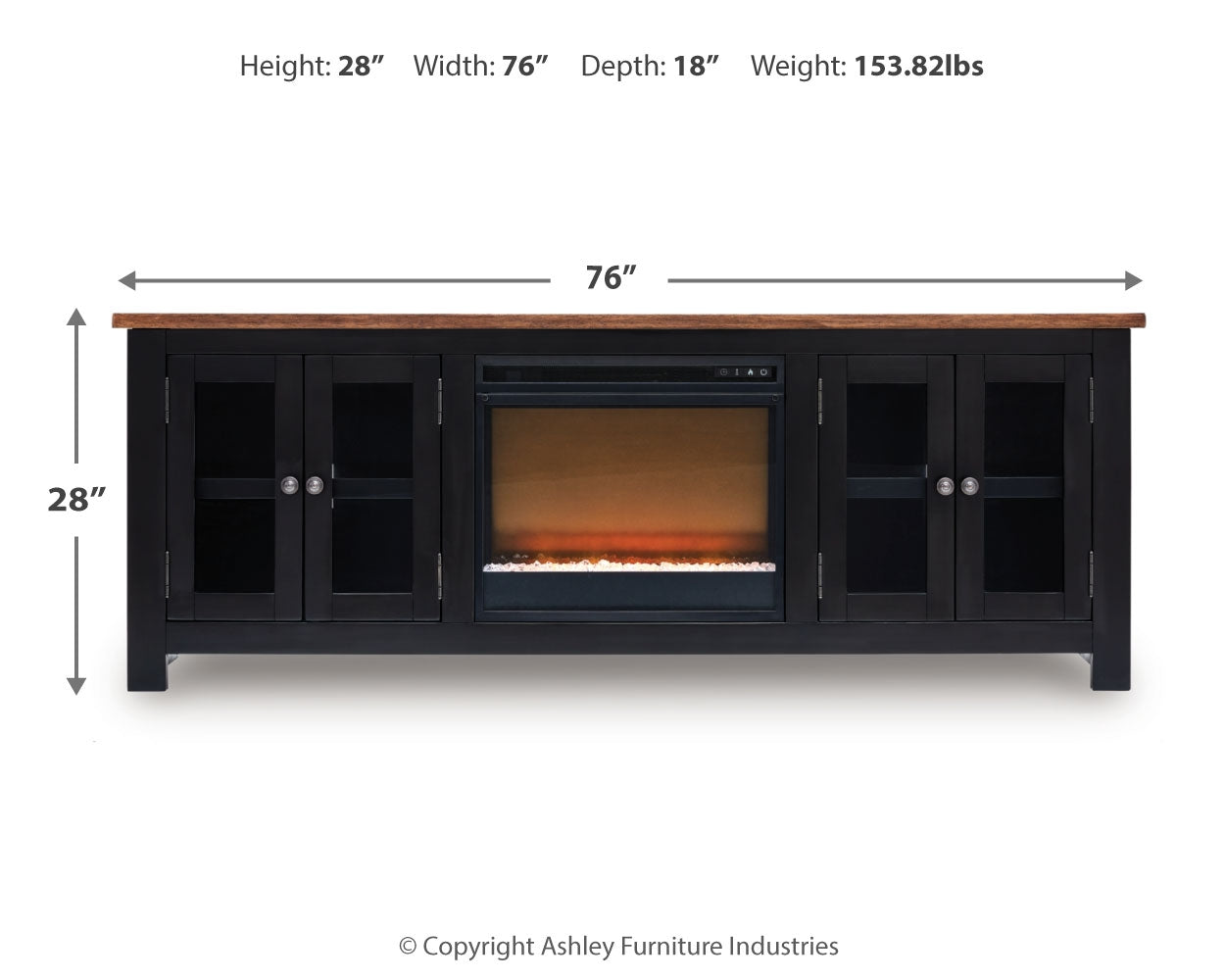 Wildenauer 76" TV Stand with Electric Fireplace