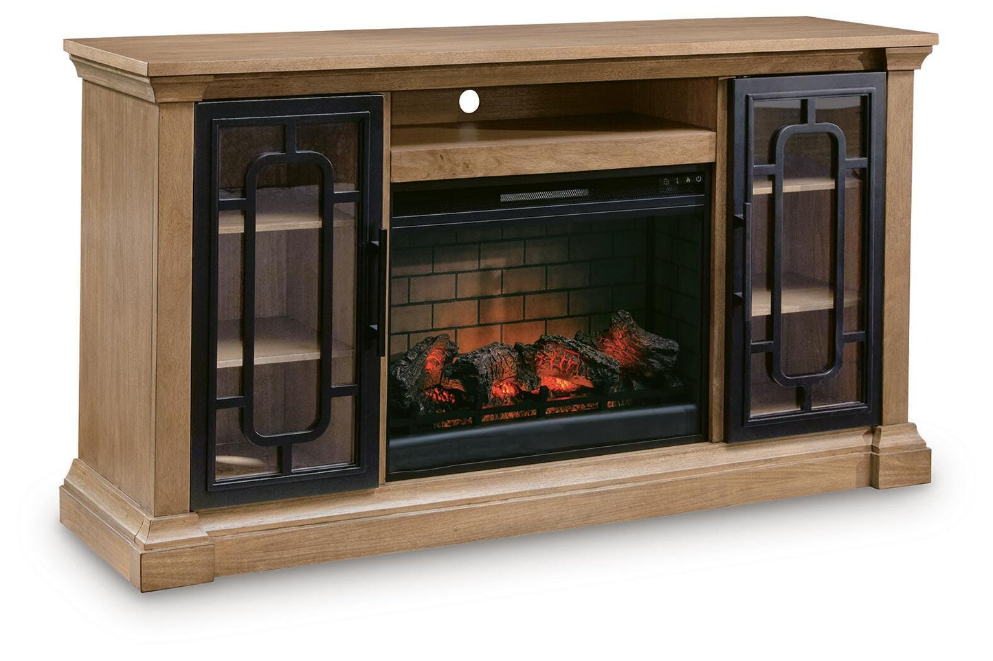 Lakeland Furniture Outlet - Ashley Furniture - Wittenmyer 72" TV Stand with Electric Fireplace - 72" TV Stand with Electric Fireplace / Natural/Black - W794W1