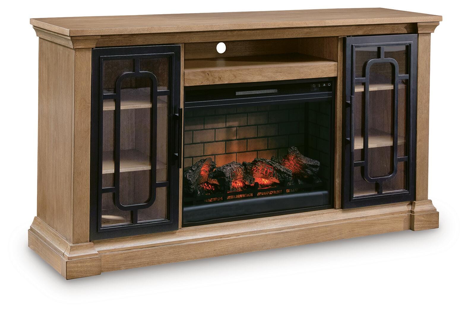 Lakeland Furniture Outlet - Ashley Furniture - Wittenmyer 72" TV Stand with Electric Fireplace - 72" TV Stand with Electric Fireplace / Natural/Black - W794W1