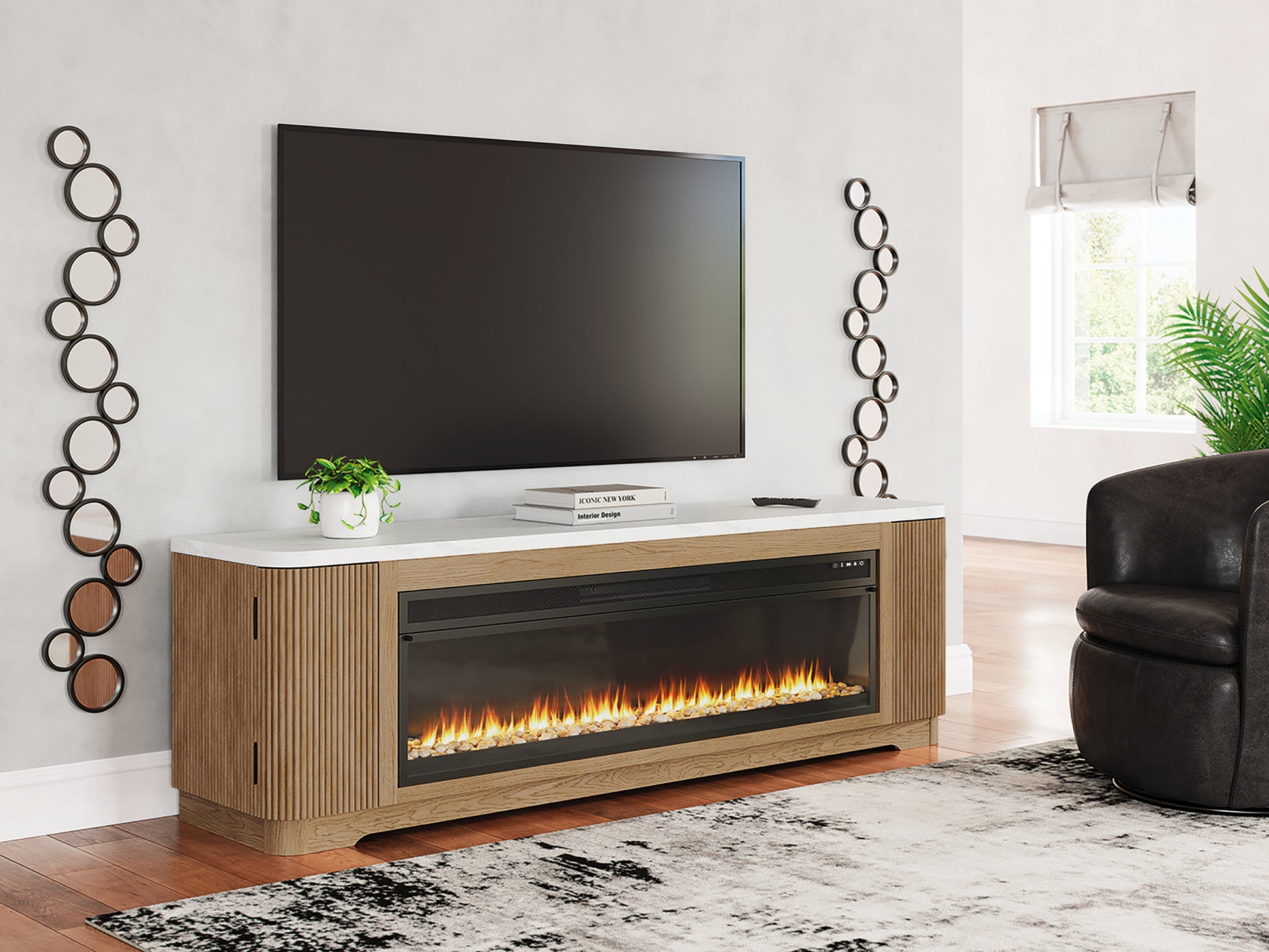 Lakeland Furniture Outlet - Ashley Furniture - Camdill 80" TV Stand with Electric Fireplace - 80" TV Stand with Electric Fireplace - W808W1